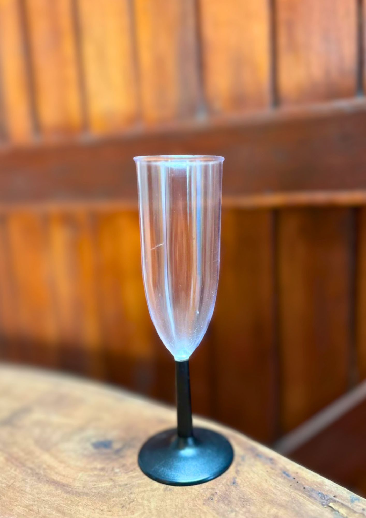 Copa champagne · Cristal base negra